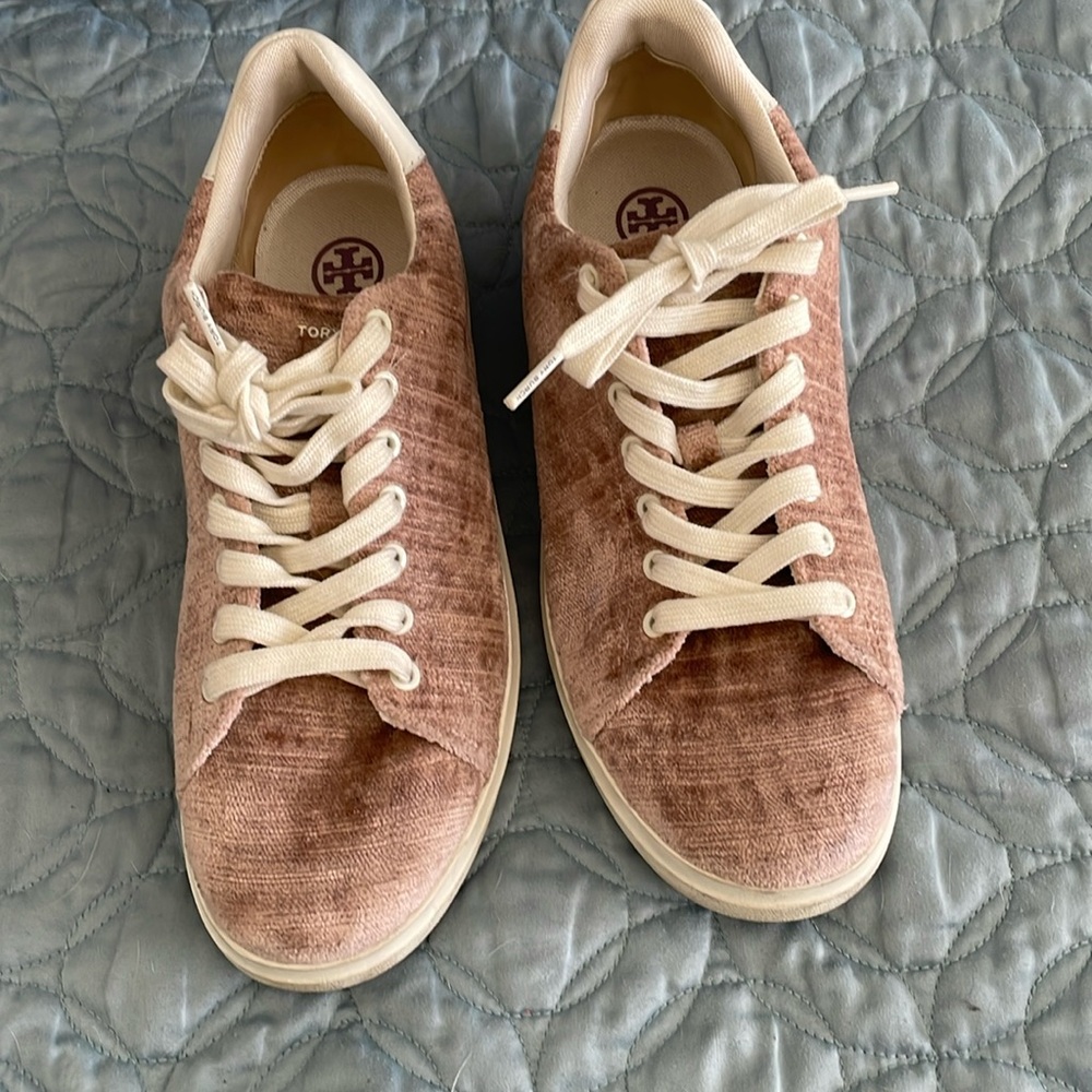 Tory Burch Pink Velvet Sneakers
